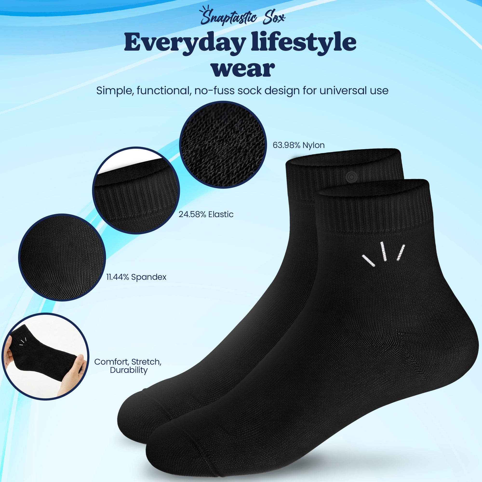 Black Quarter Socks – Youth & Adult Sizes
