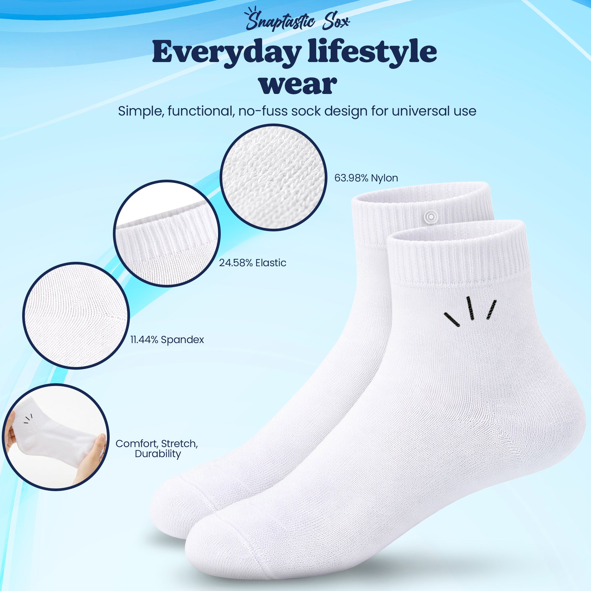 White Quarter Socks – Youth & Adult Sizes